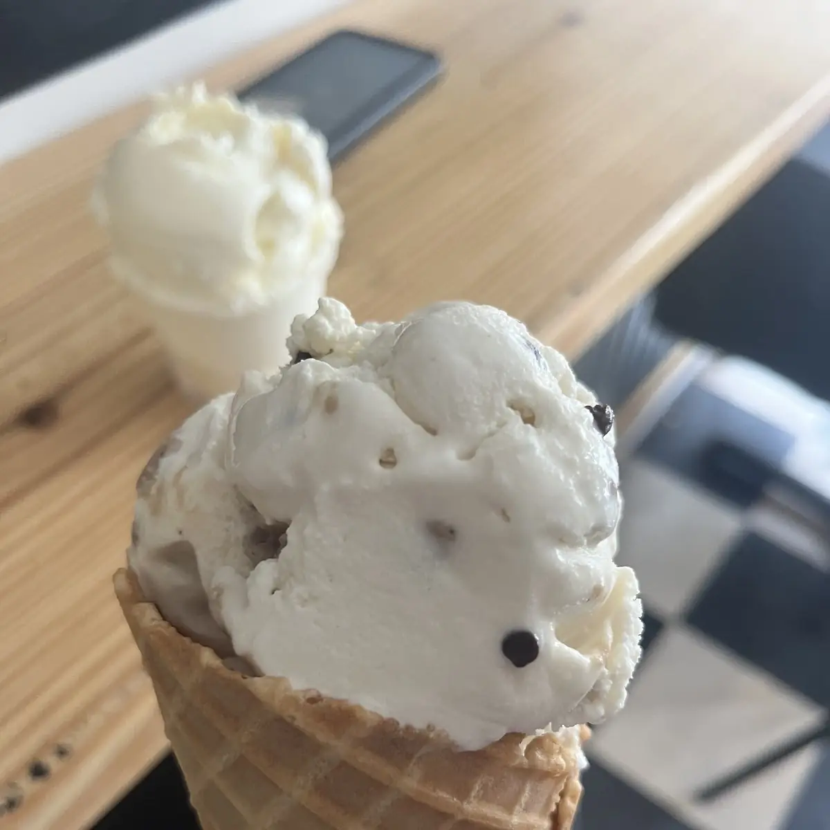 Chocolate Chip Cookie Dough in a Waffle Cond