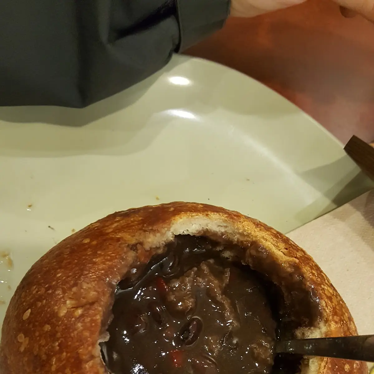 Black Beans Soup in a Bread Bowl