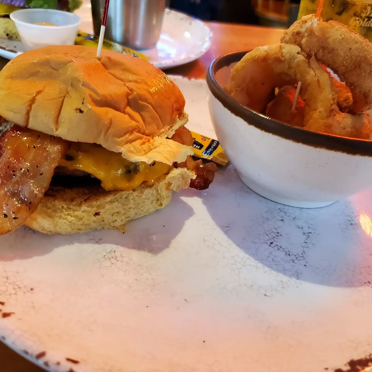 Bacon Cheeseburger with Onion Rings