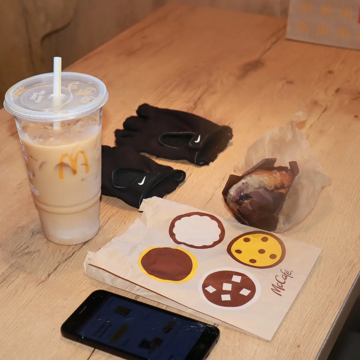 Blueberry Muffin and Large Vanilla Iced Coffee