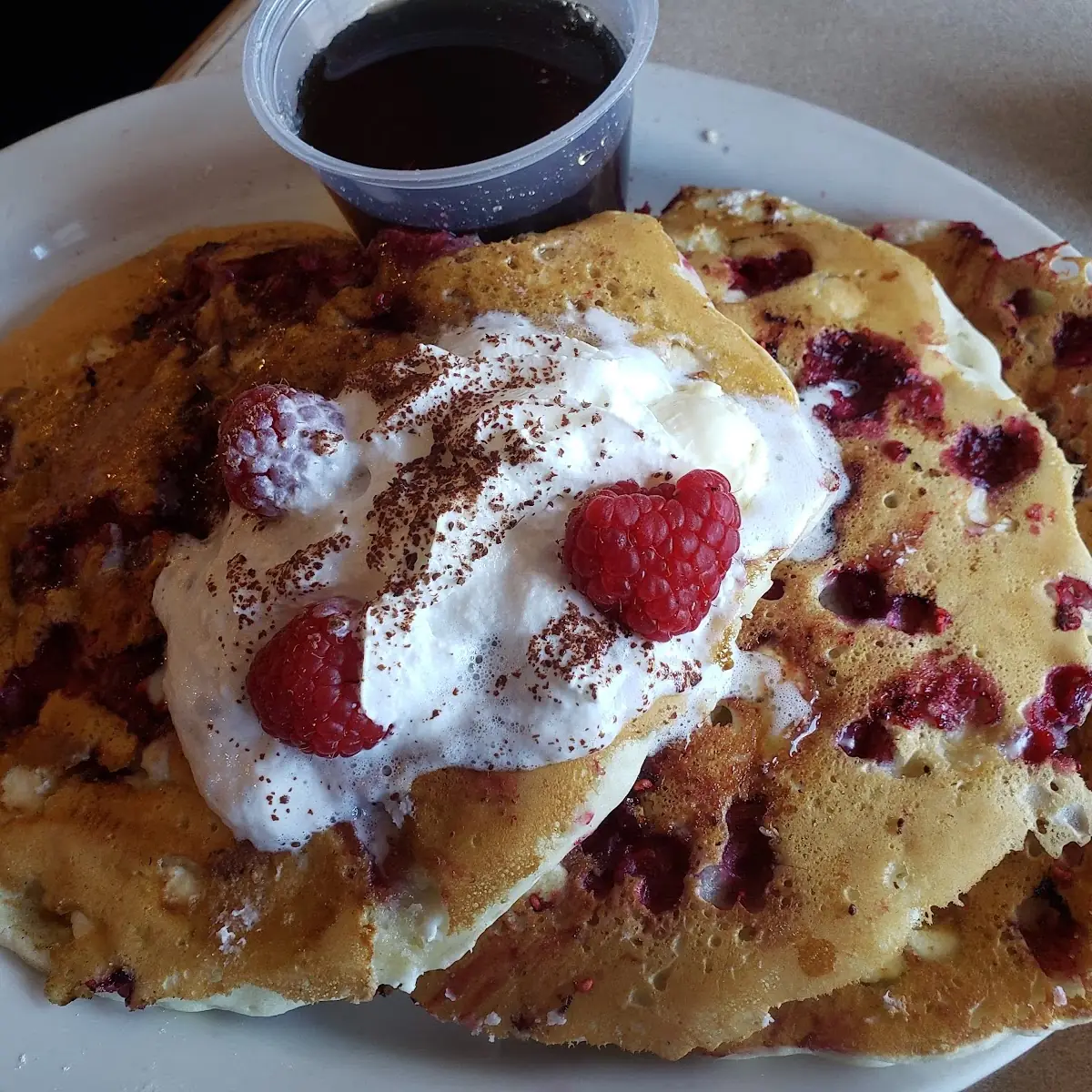 White Chocolate Raspberry Pancakes