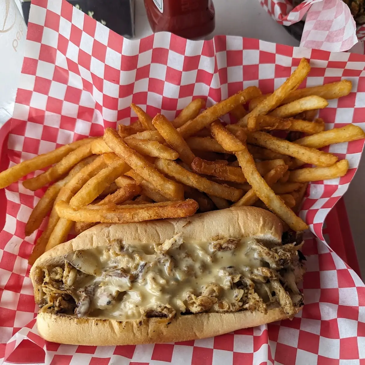 Steak Sandwich and Potato Wedges