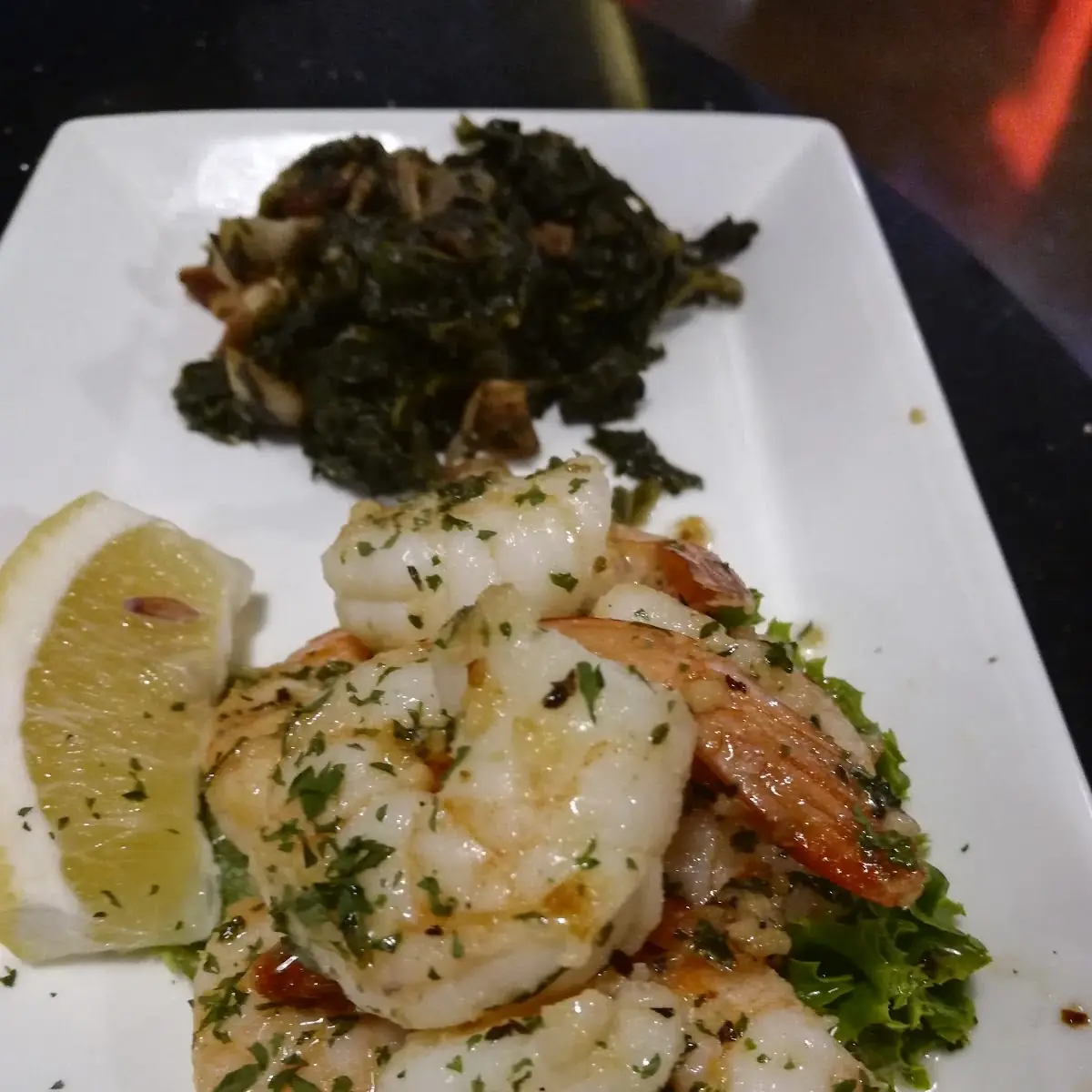 Grilled Shrimp and Spinach