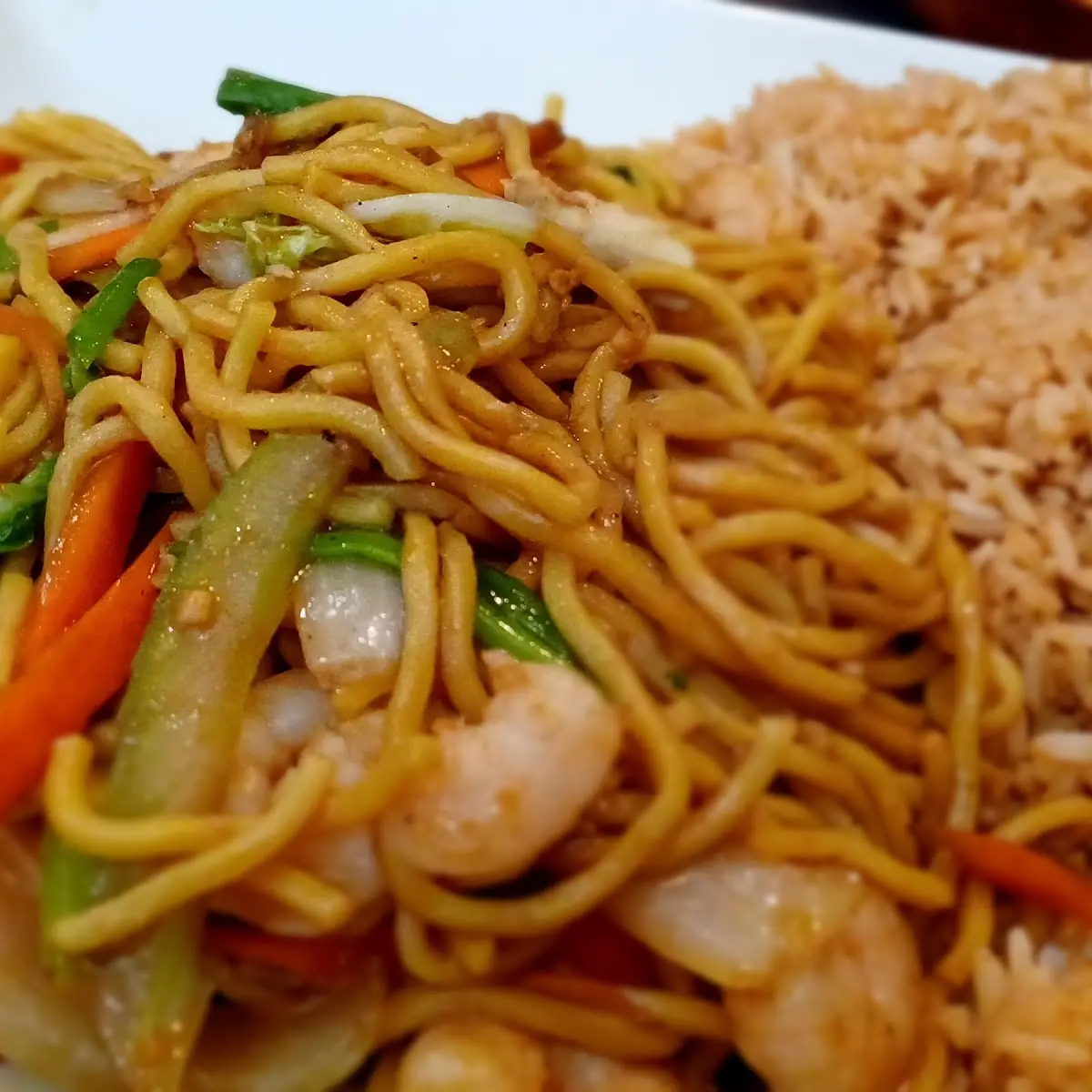 Early Bird Special Shrimp Lo Mein & Fried Rice