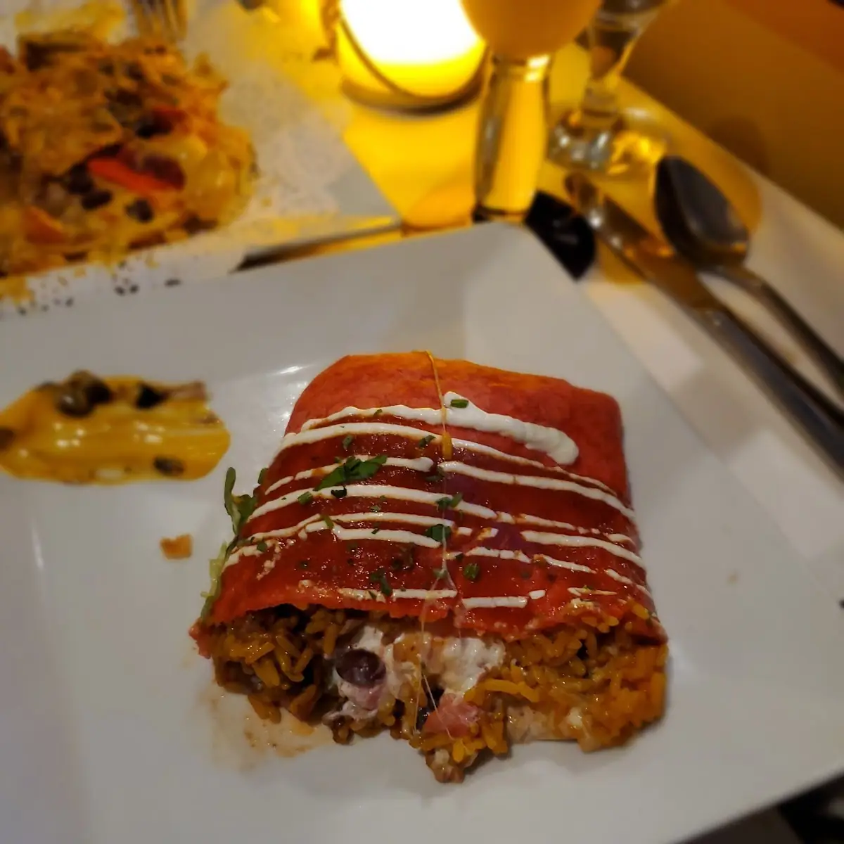 Beef Tamal Chili Relleno & Chicken Burrito