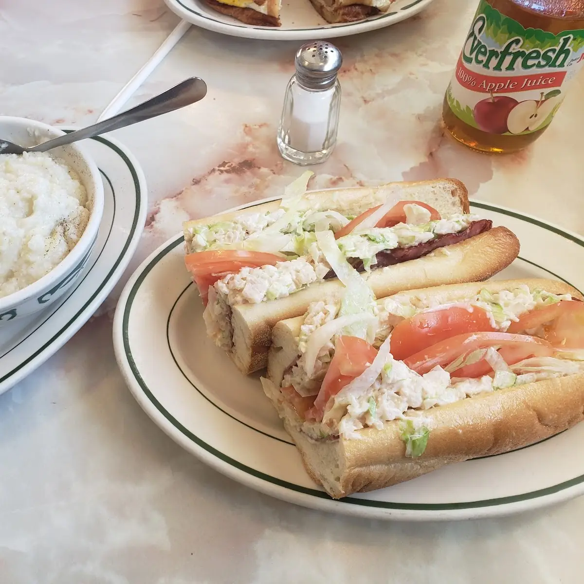 Chicken Salad Hoagie with Cheese Grits