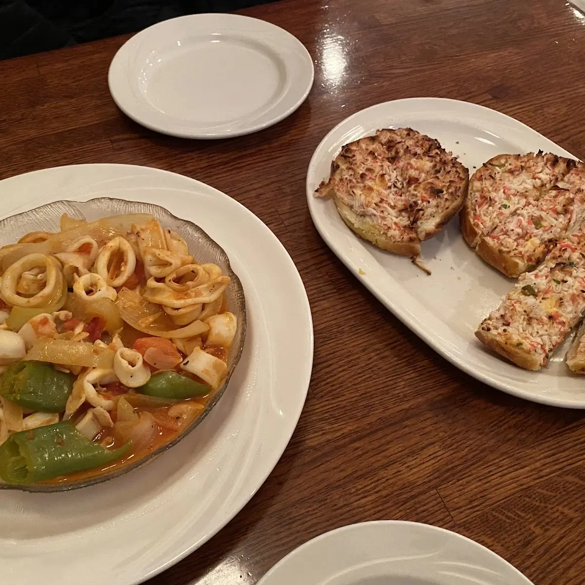 Crab Melt Away and Sautéed Calamari