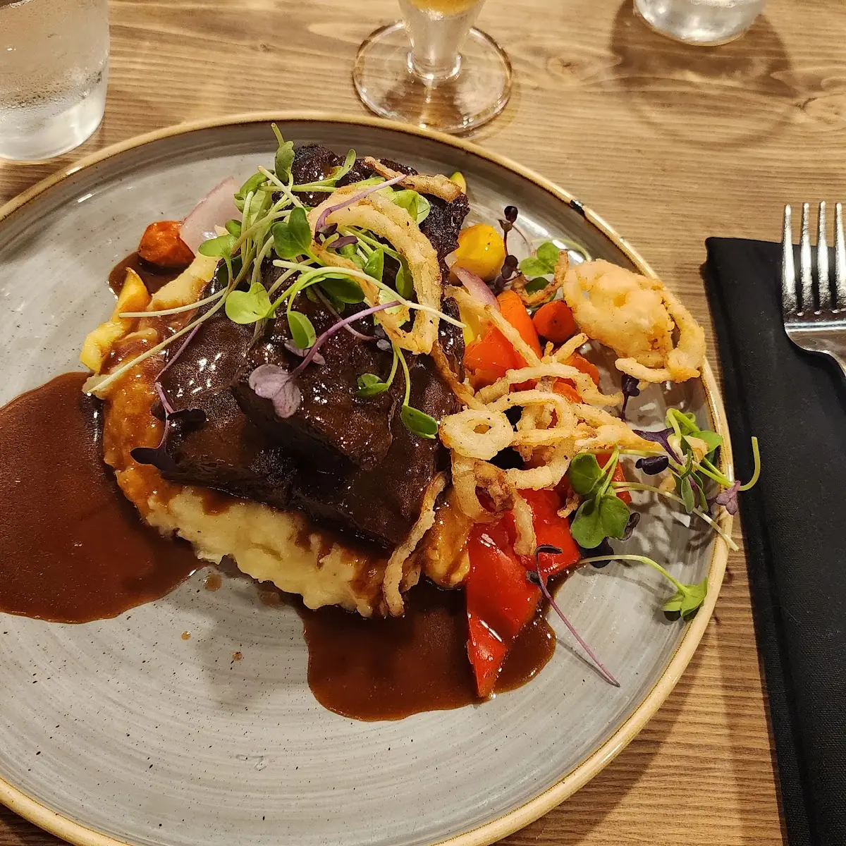 Ribeye Steak on Mashed Potatoes, Barnwood Restaurant