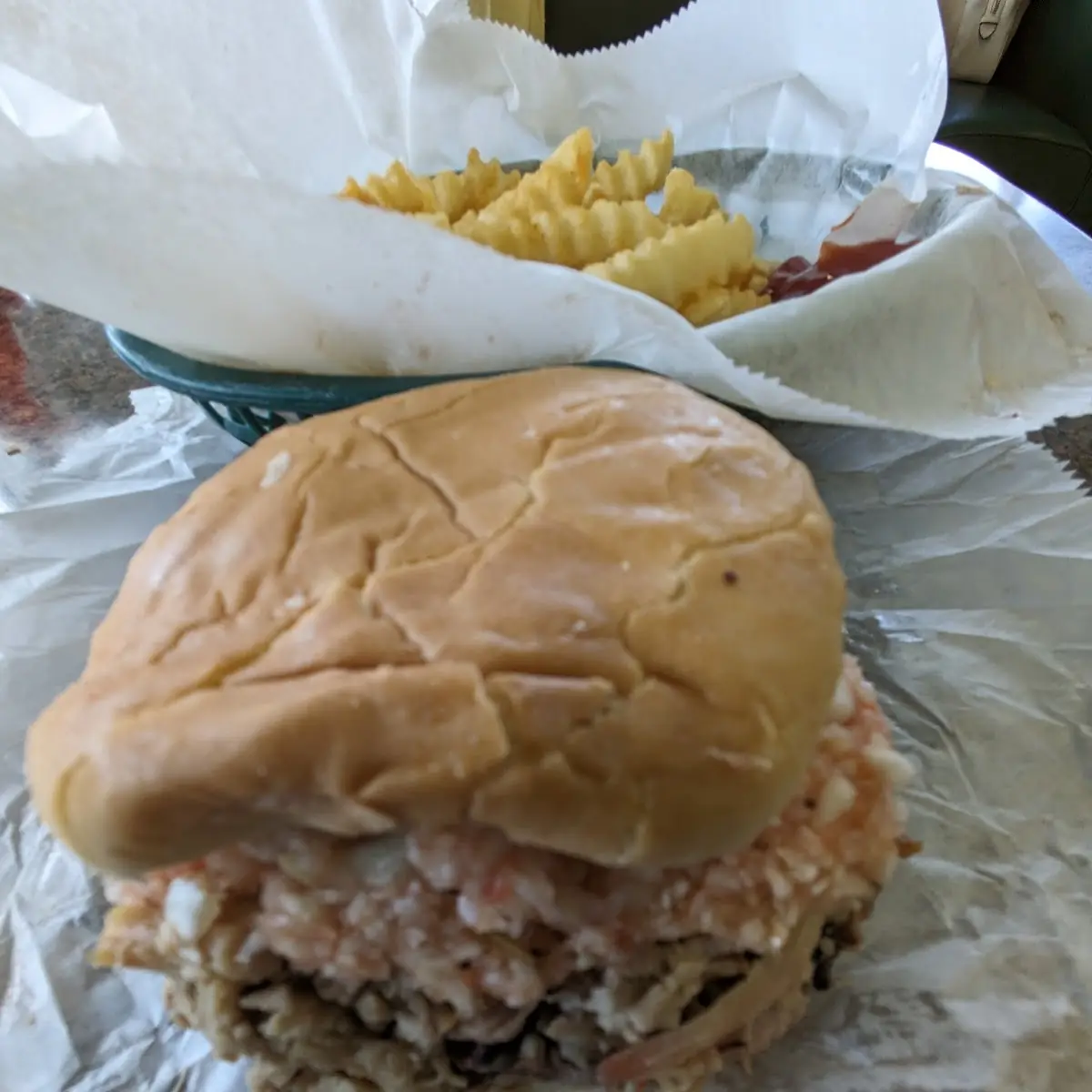 Large BBQ Sandwich and Fries