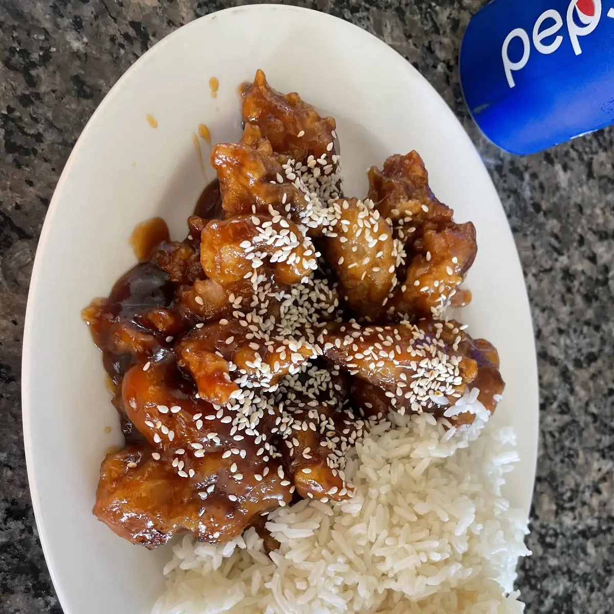 Sesame Chicken with Steamed Rice