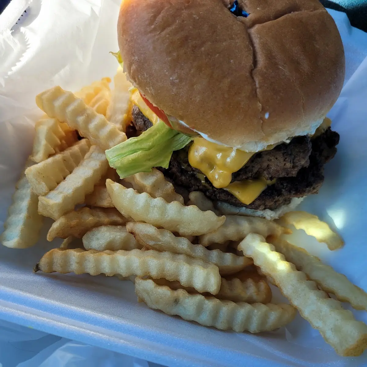 Double Cheeseburger and Crinkle Cut Fries