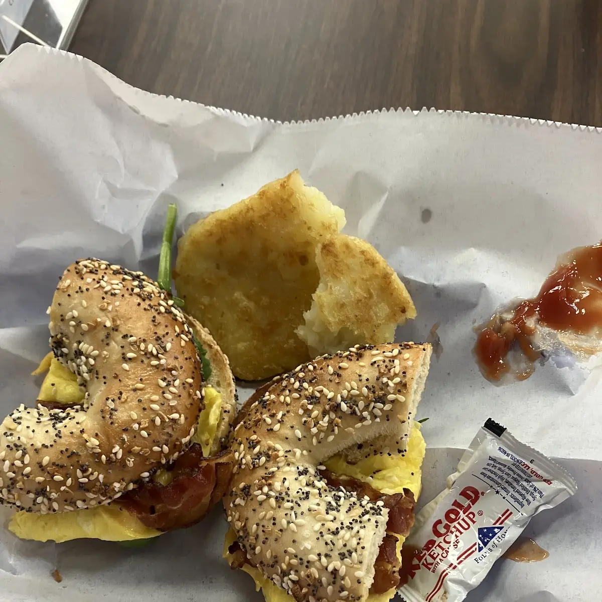 Everything Bagel with Egg Bacon Spinach