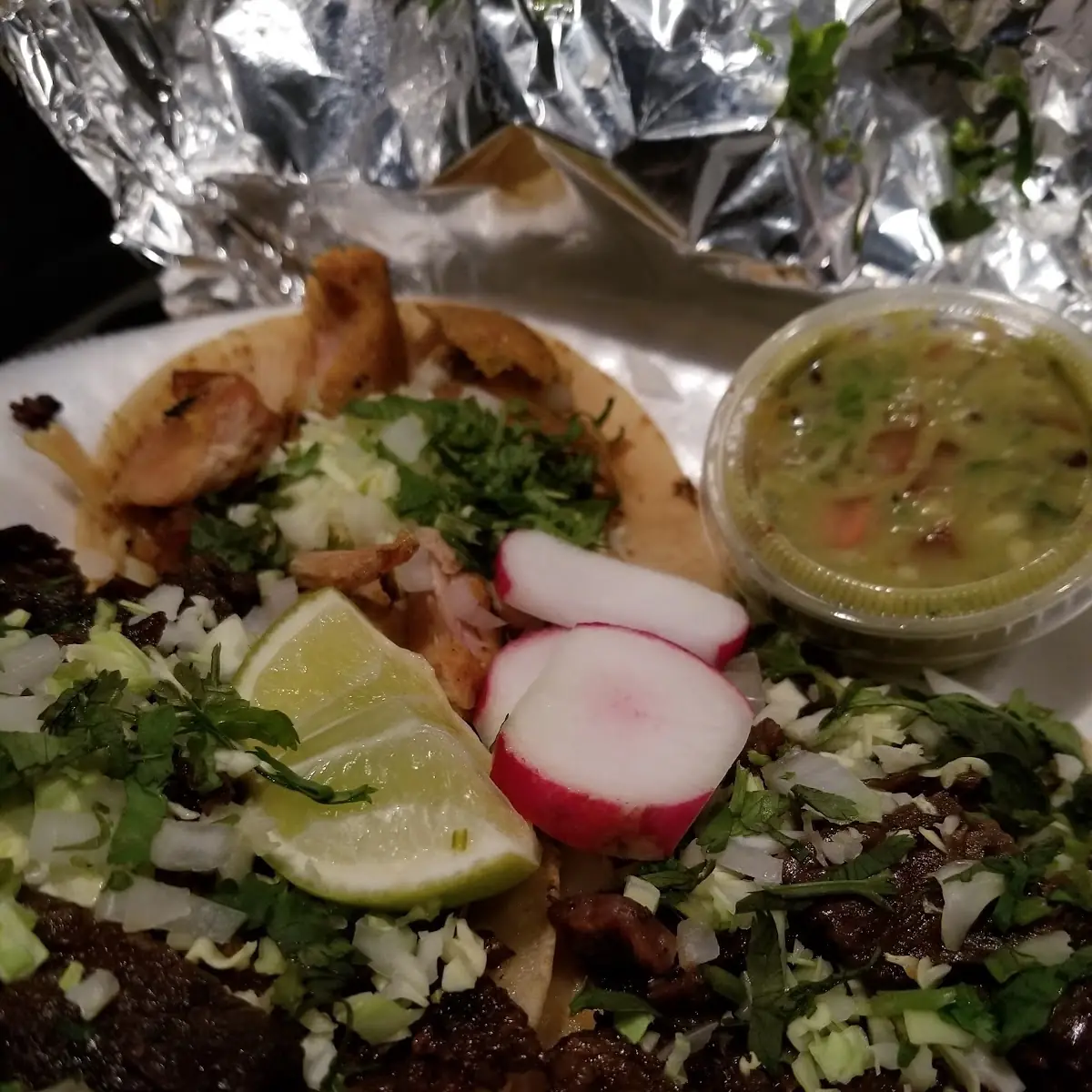 Carne Asada and Chicken Tacos