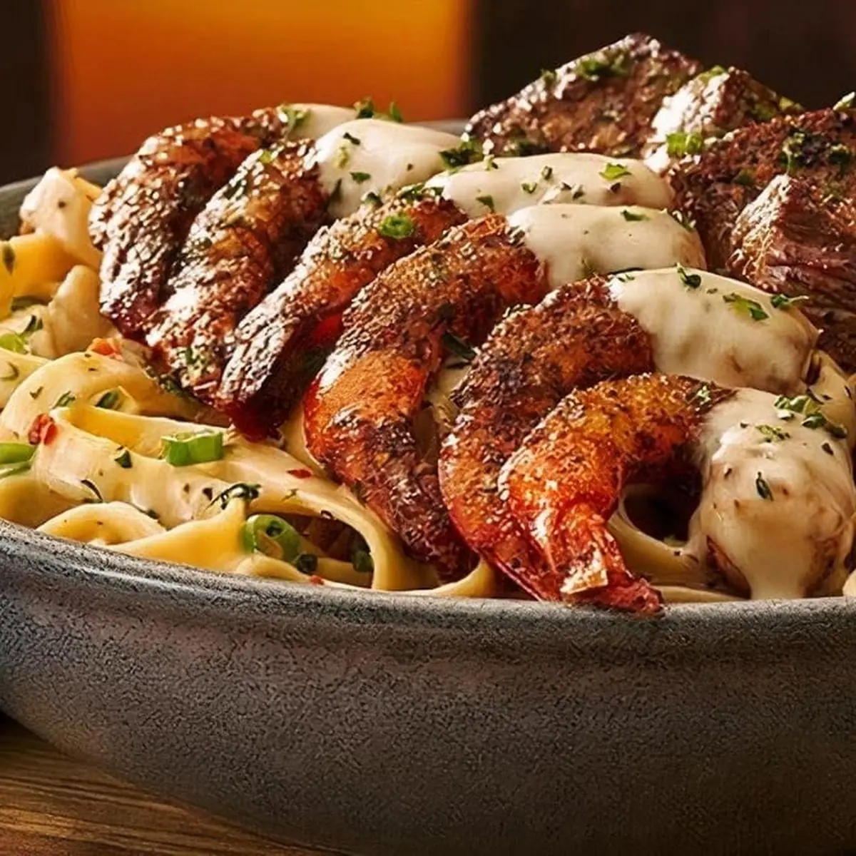 Kingsland Steak & Shrimp Pasta