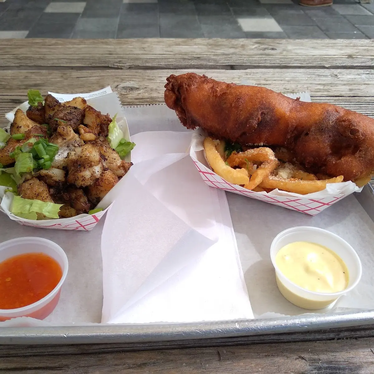 Lobster Corn Dog & Blackened Grouper Cheeks