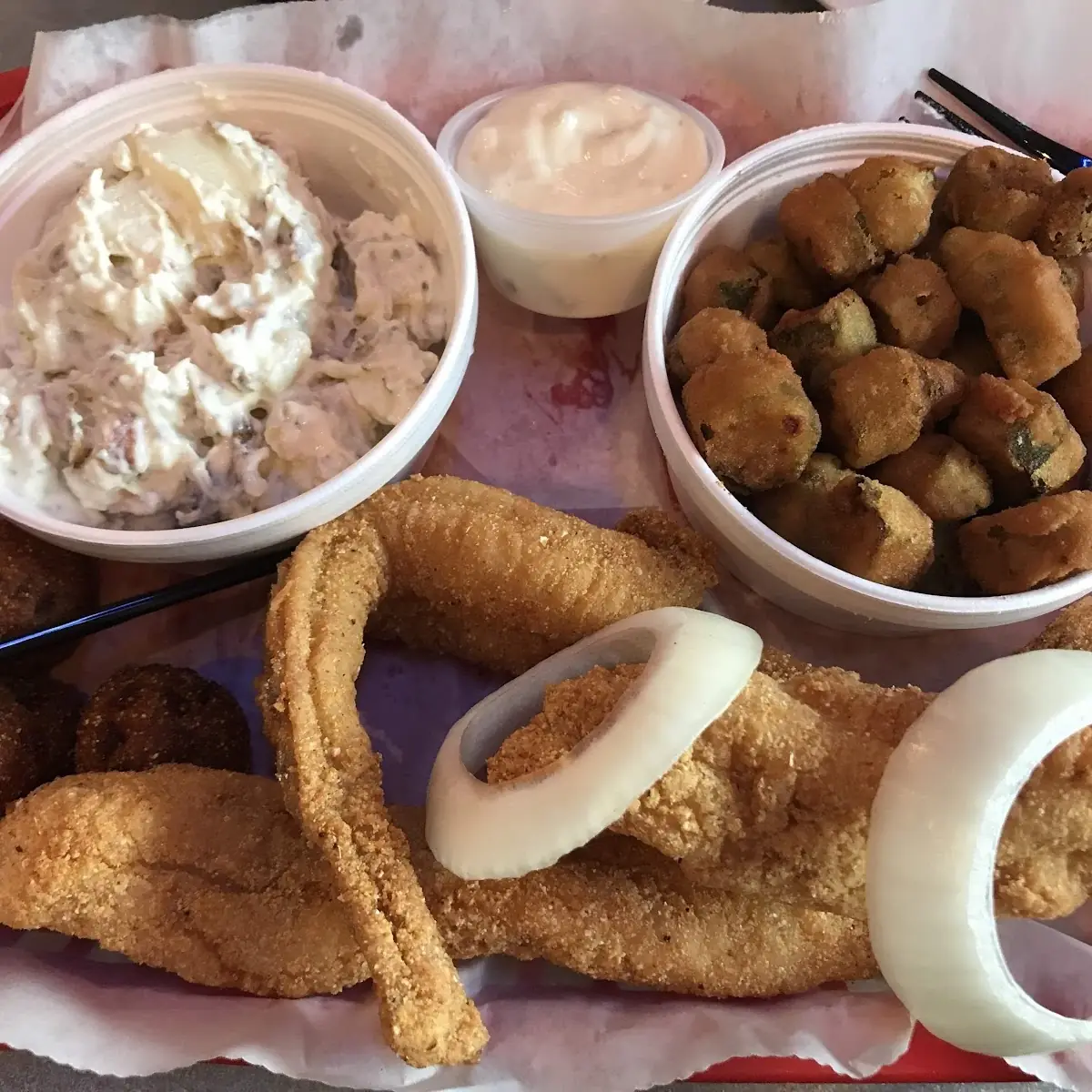 Loaded Potato Salad and Fried Okra