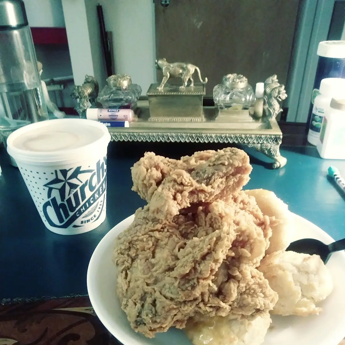 Fried Chicken Biscuits w Mashed Potatoes and Gravy