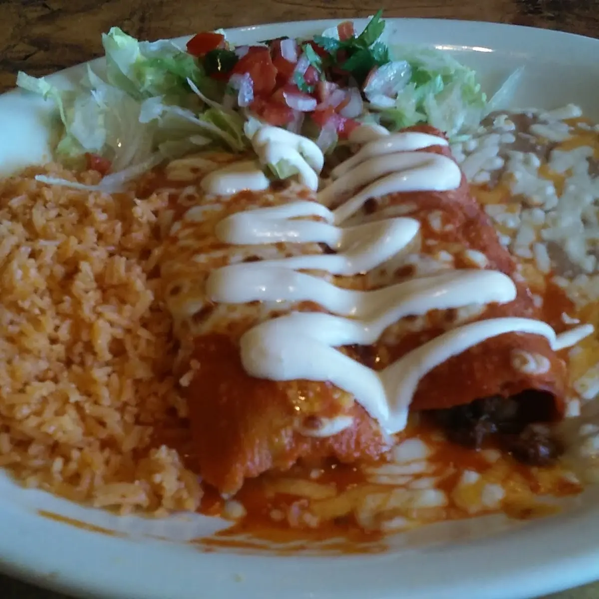 Enchilada with Rice and Beans