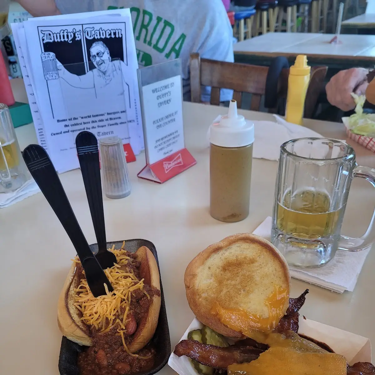 Chili Cheese Dog and Tex Mex Burger