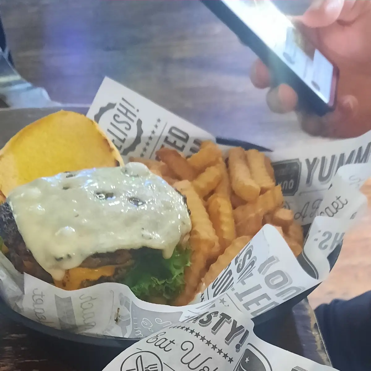 Double Burger with Shredded Onion Rings
