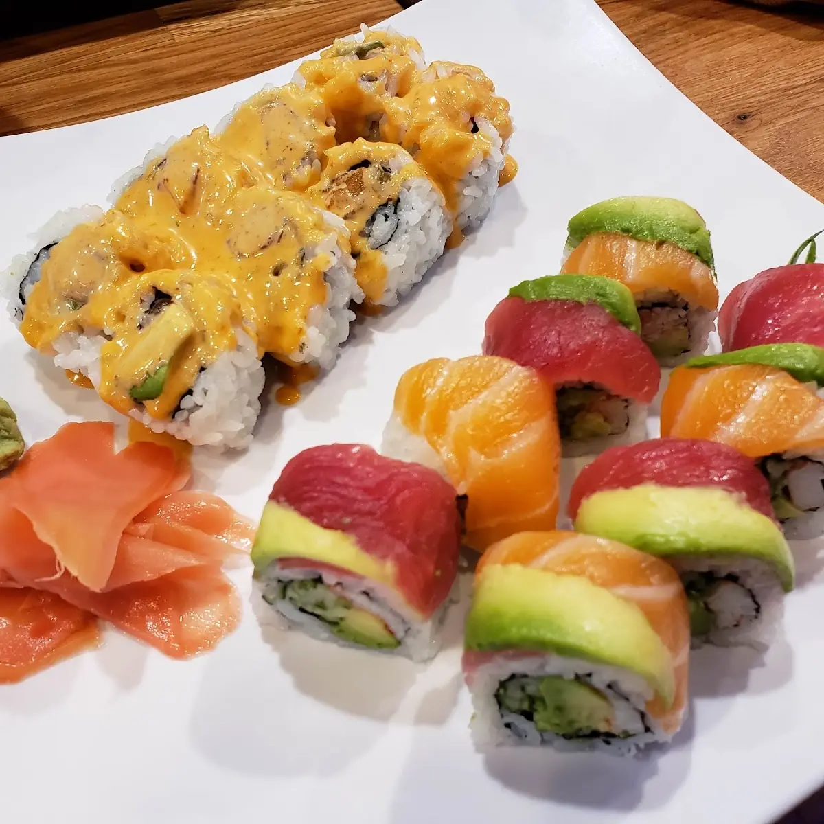 Spicy Salmon Roll and Cherry Blossom Roll