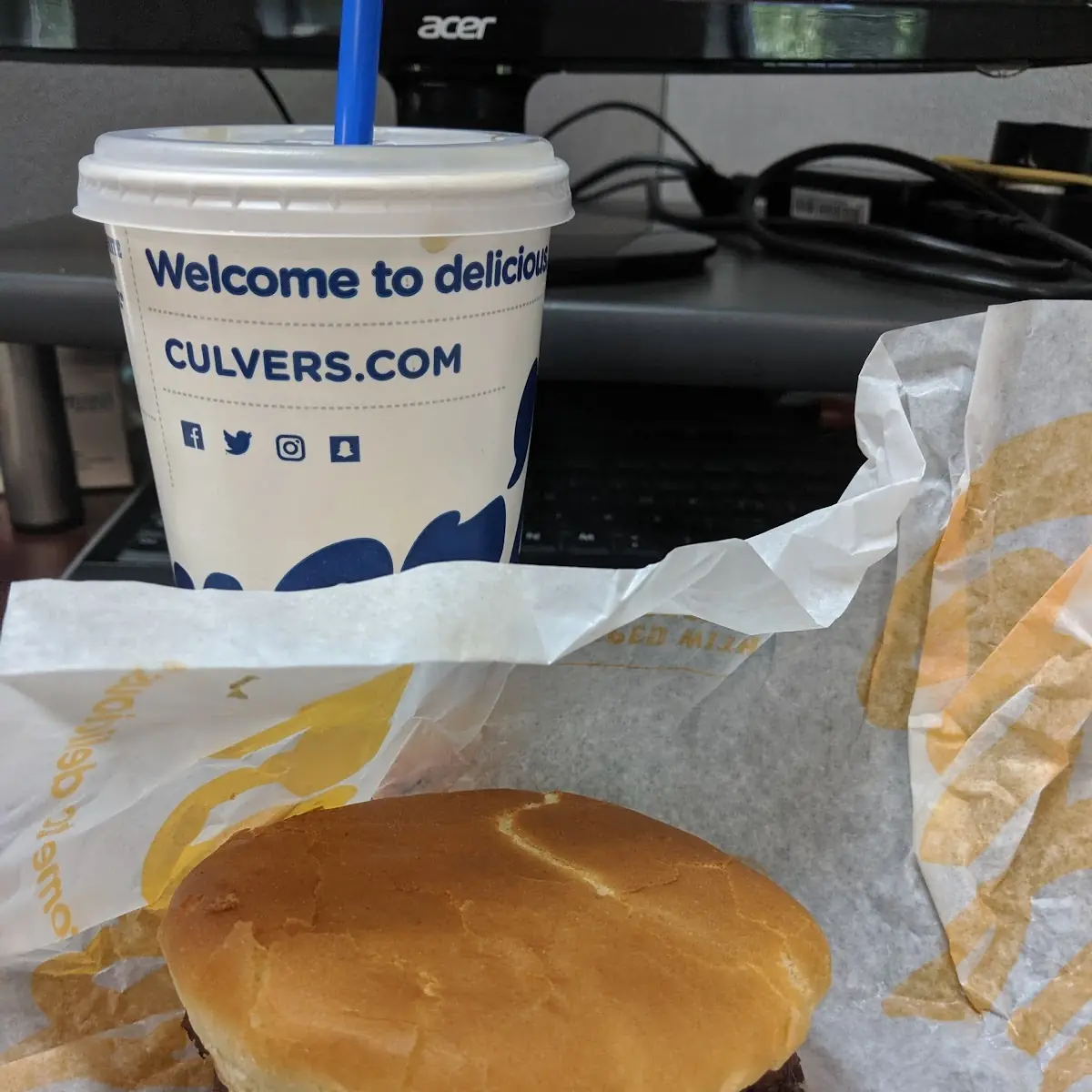 Culver's Single Cheese Burger with Drink