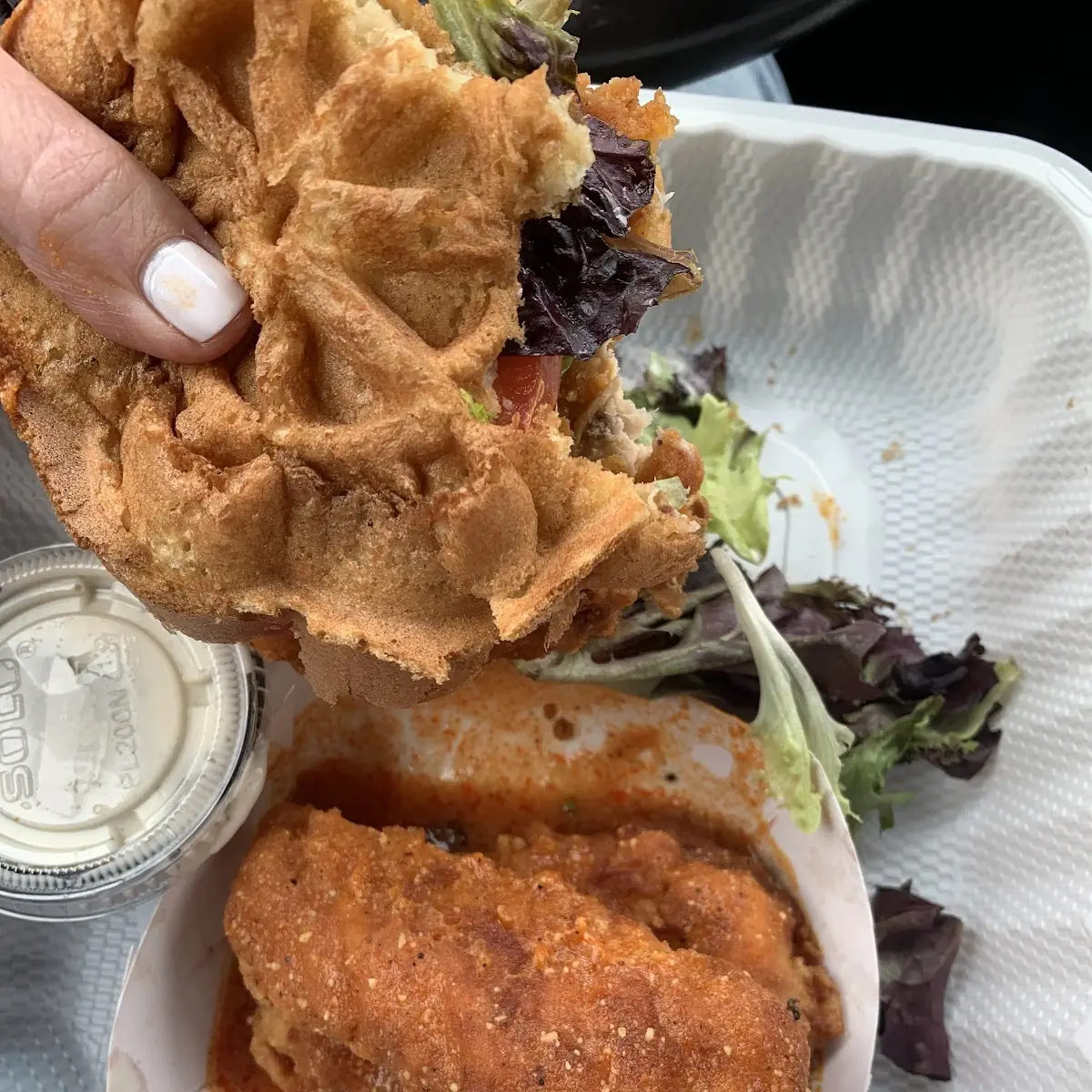 Buffalo Chicken Waffle Sammie