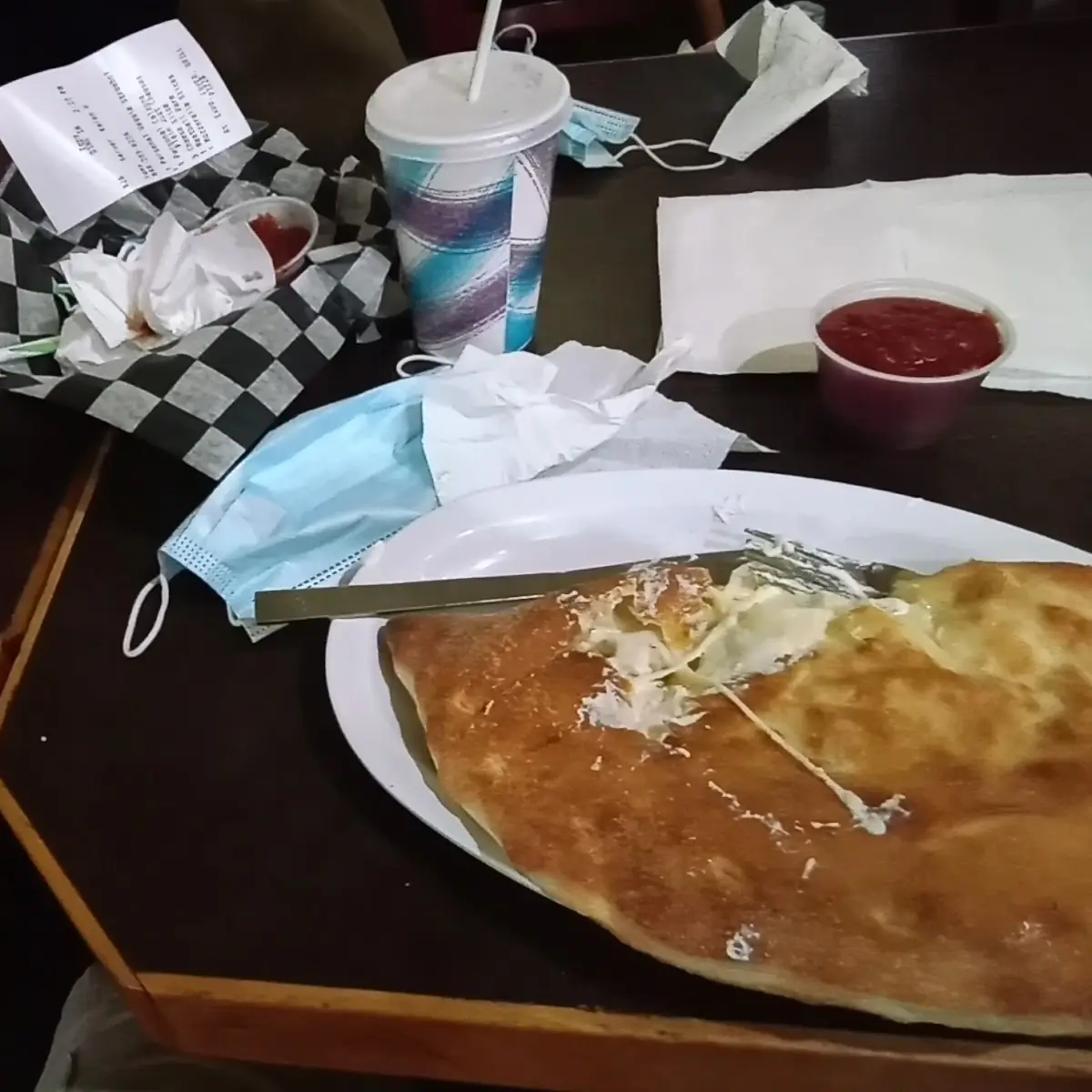 Cheese Pizza Slices and Cheese Calzone