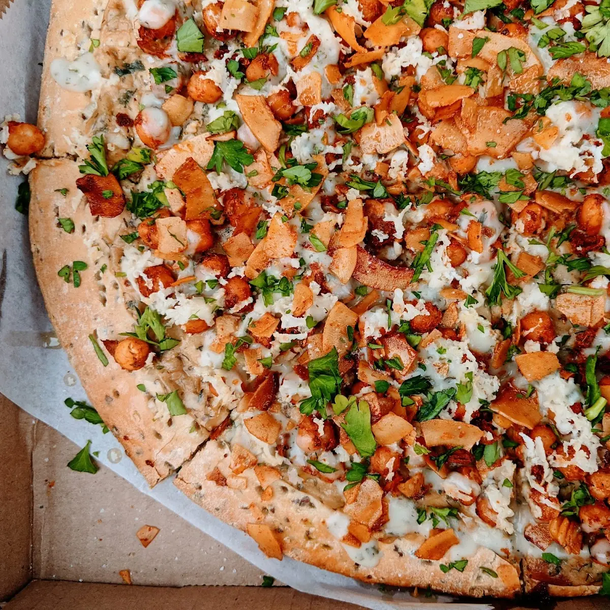 Chickpea Bacon Ranch Pizza