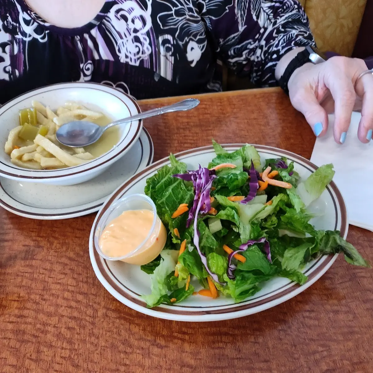 Chicken Noodle Soup and Salad