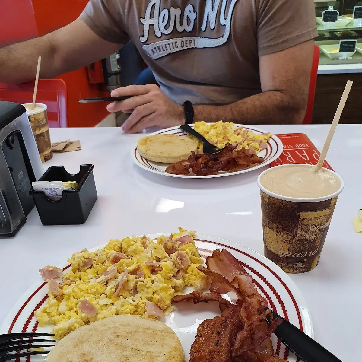Arepa with Scrambled Eggs and Bacon