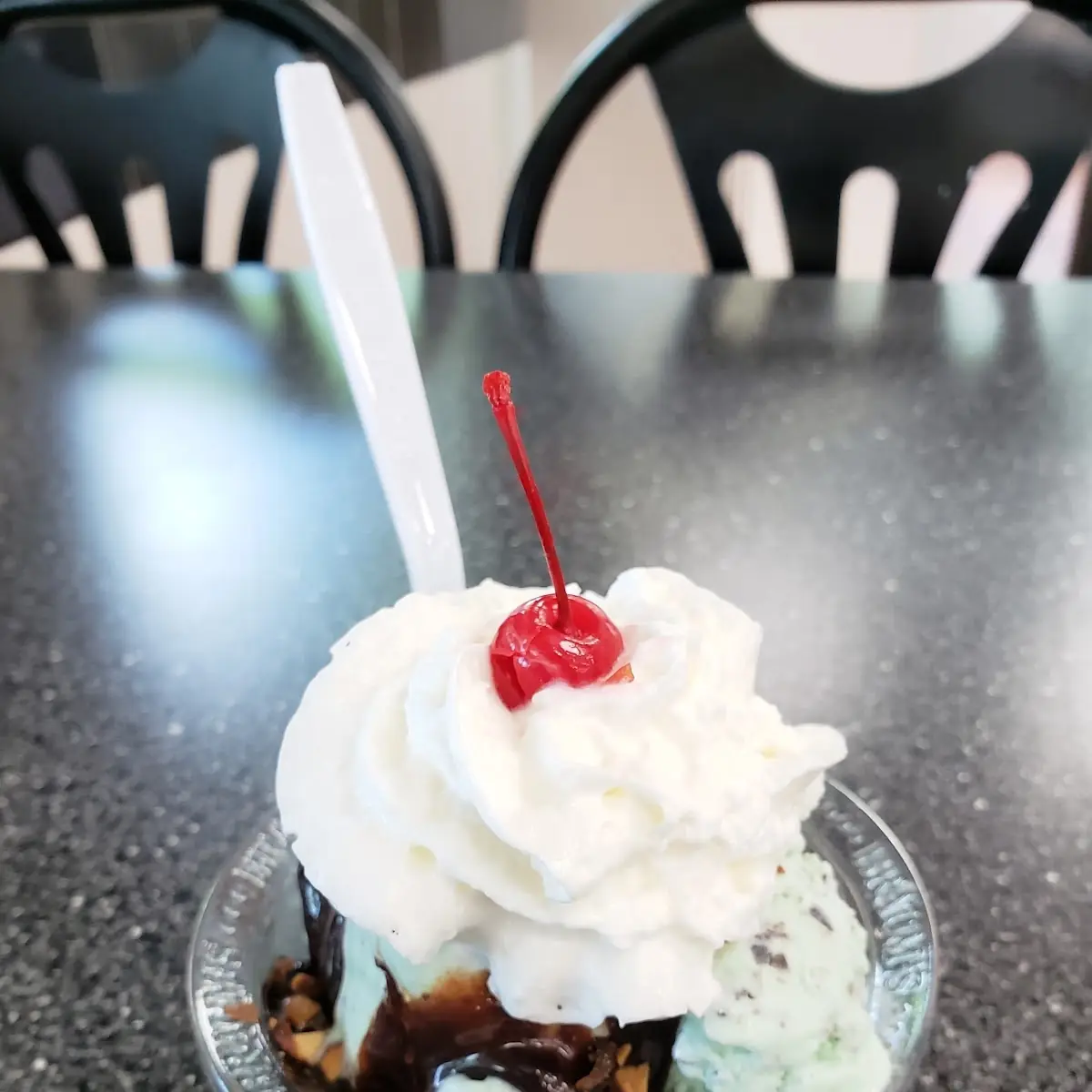 Brownie Hot Fudge Mint Chocolate Ice Cream Sundae