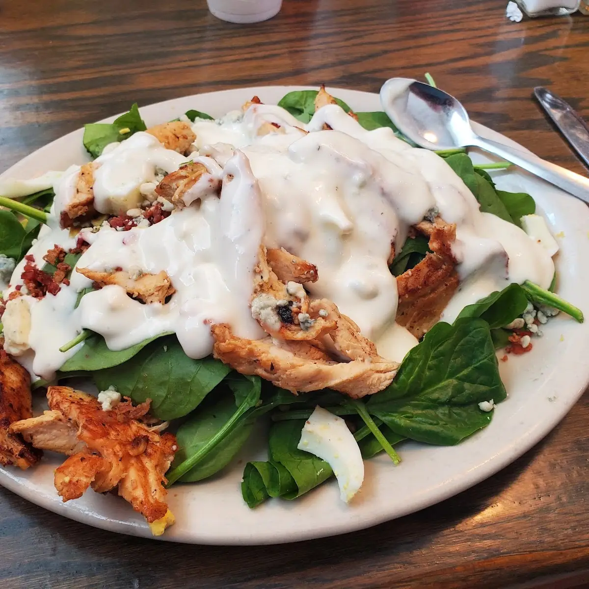 Chicken Spinach Salad with Blue Cheese Dressing