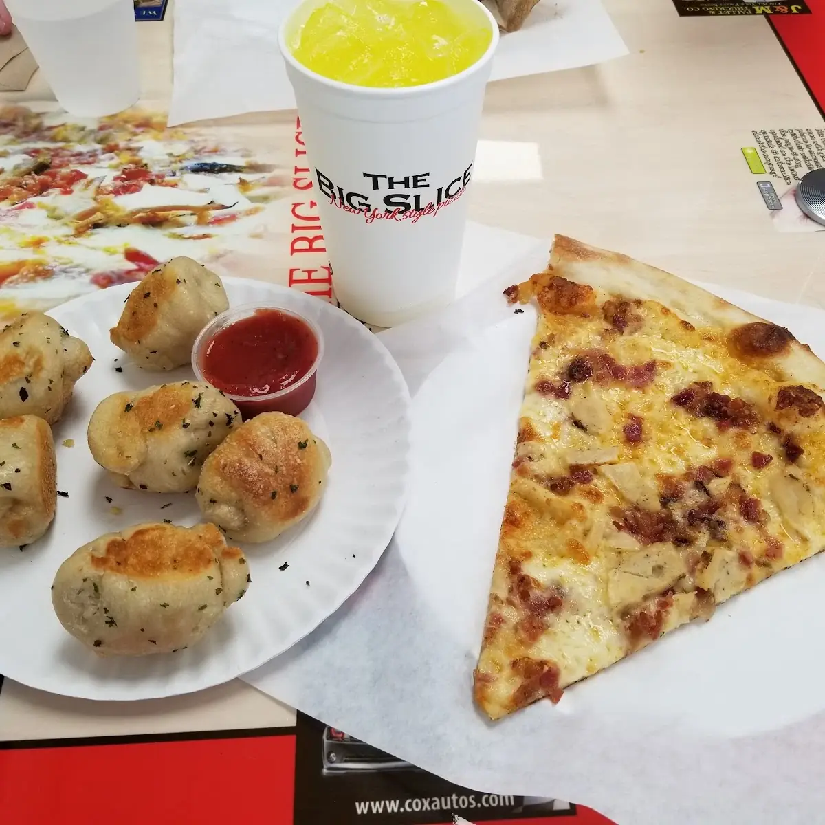 Garlic Knots and Chicken Bacon Pizza