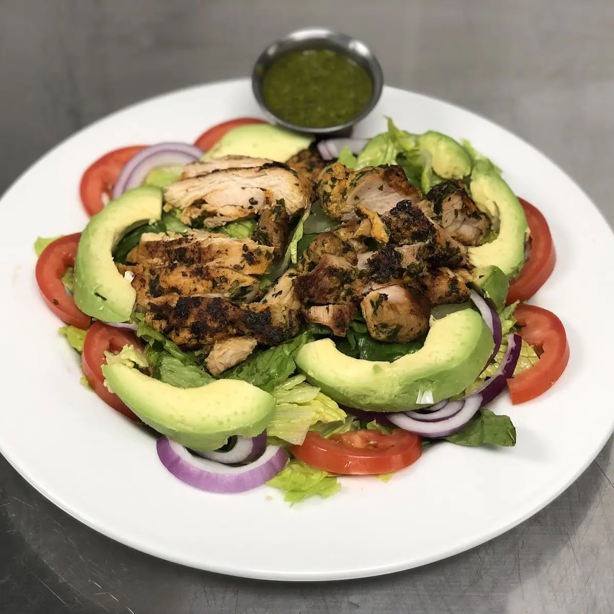 Gccas Grilled Chimichurri Chicken Avocado Salad