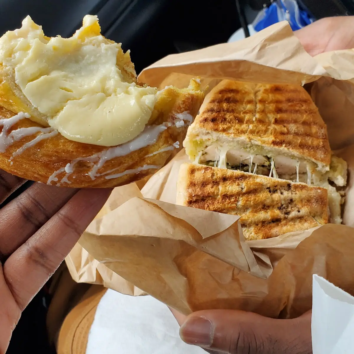 Chicken Pesto Panini and Cheese Danish