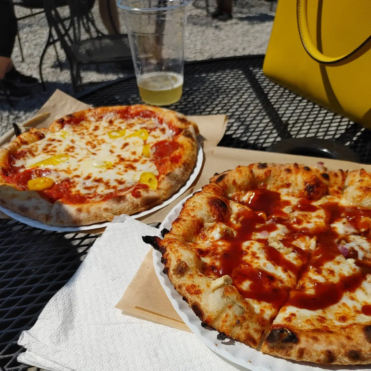 Banana Pepper & Pepperoni Left BBQ Chicken Right