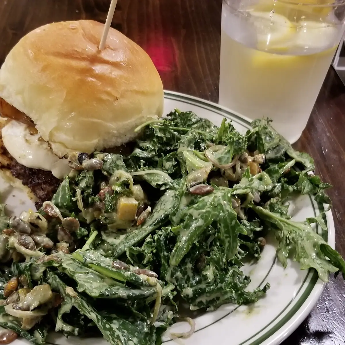 Old Fashioned Burger and Kale Salad