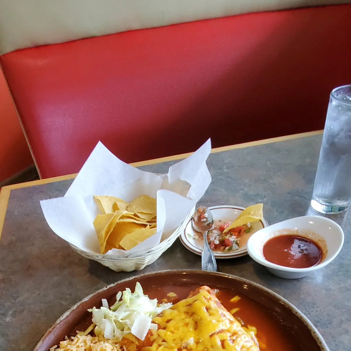 Chips and Salsa and Burrito Mexicano