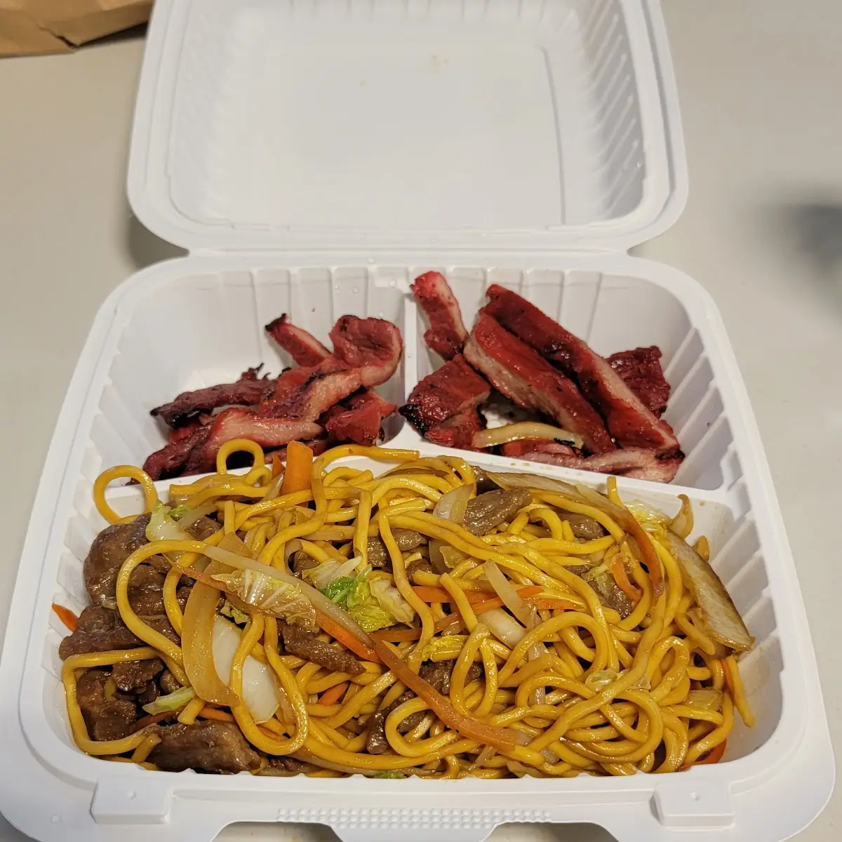 Beef Lo Mein and Boneless Spare Ribs