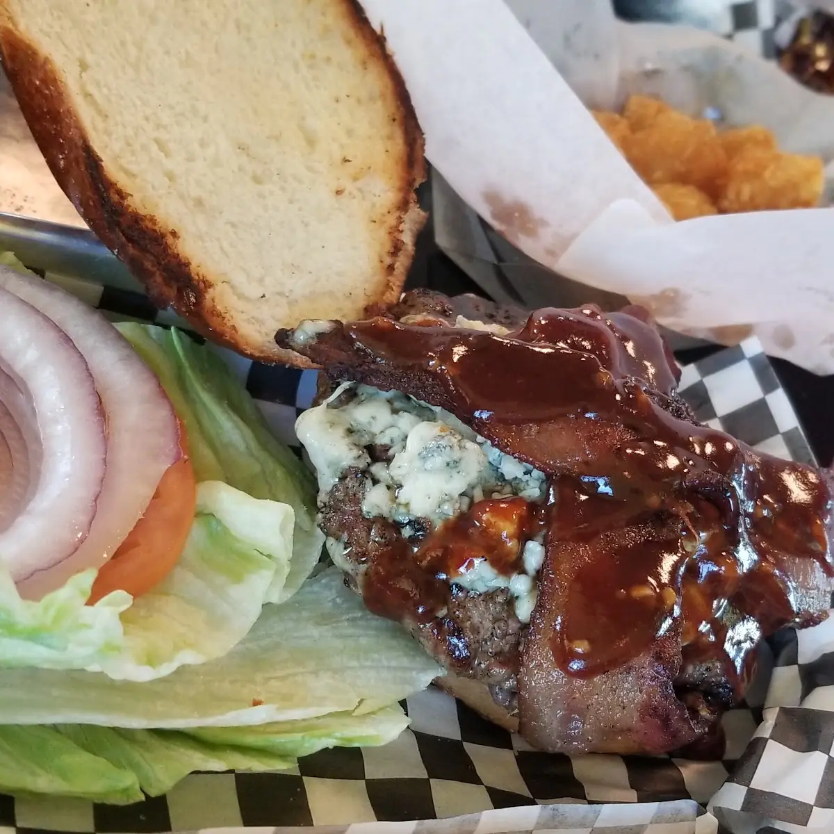 Bacon Blue Cheese Burger and Fries