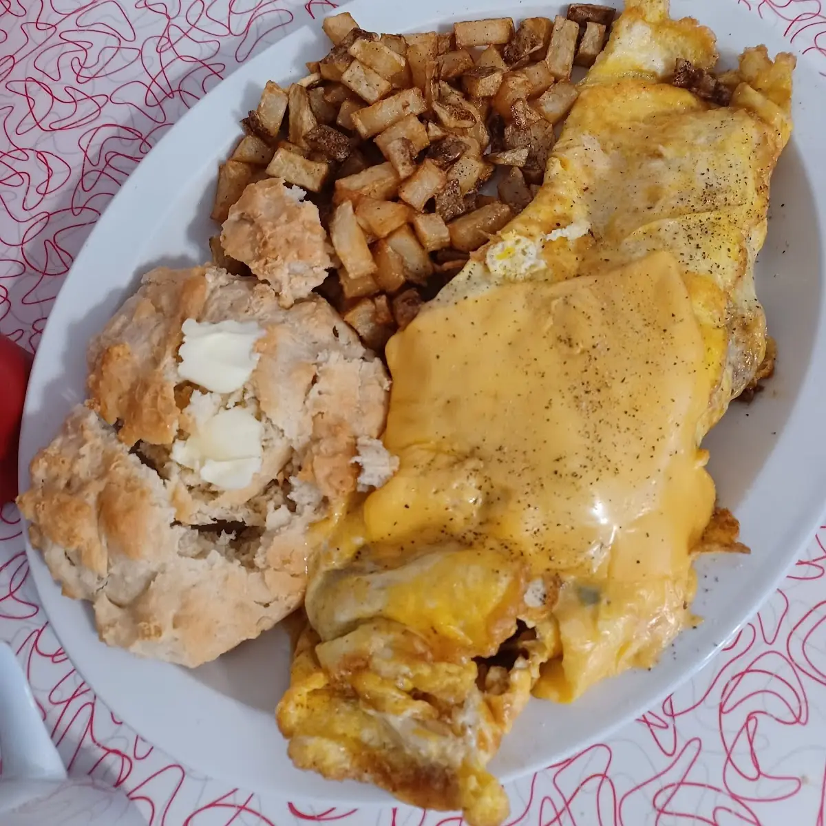 Egg Omelette and Hash Browns