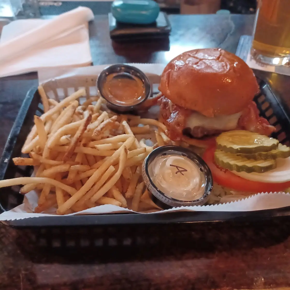 Kobe Burger with Swiss Cheese and Bacon