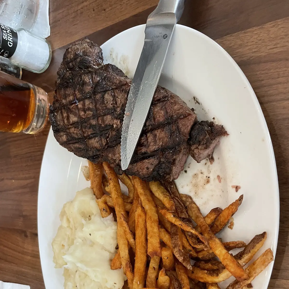 NY Sirloin Steak Fries and Mashed Potatoes
