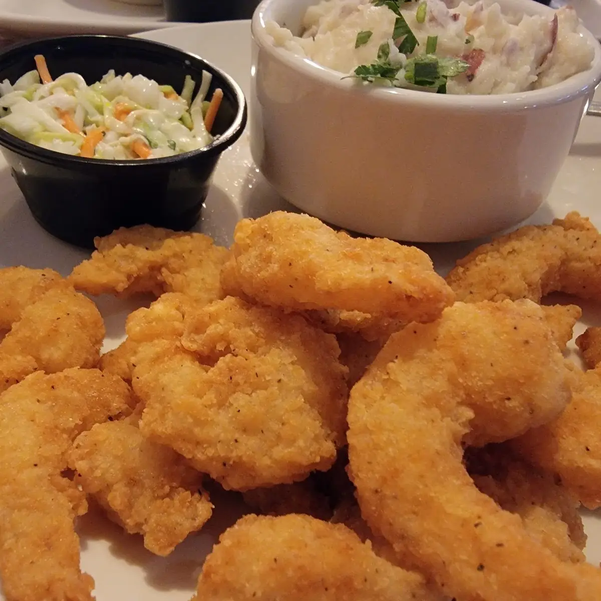 Fried Shrimp and Garlic Mashed Potatoes