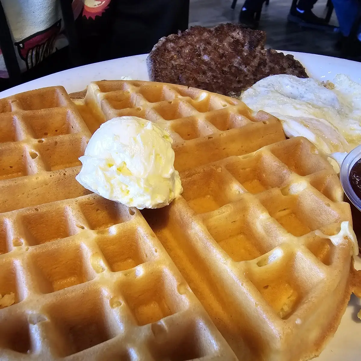 Golden Waffles with Syrup