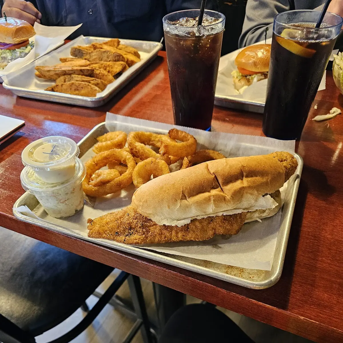 Fish Sandwich with Onion Rings