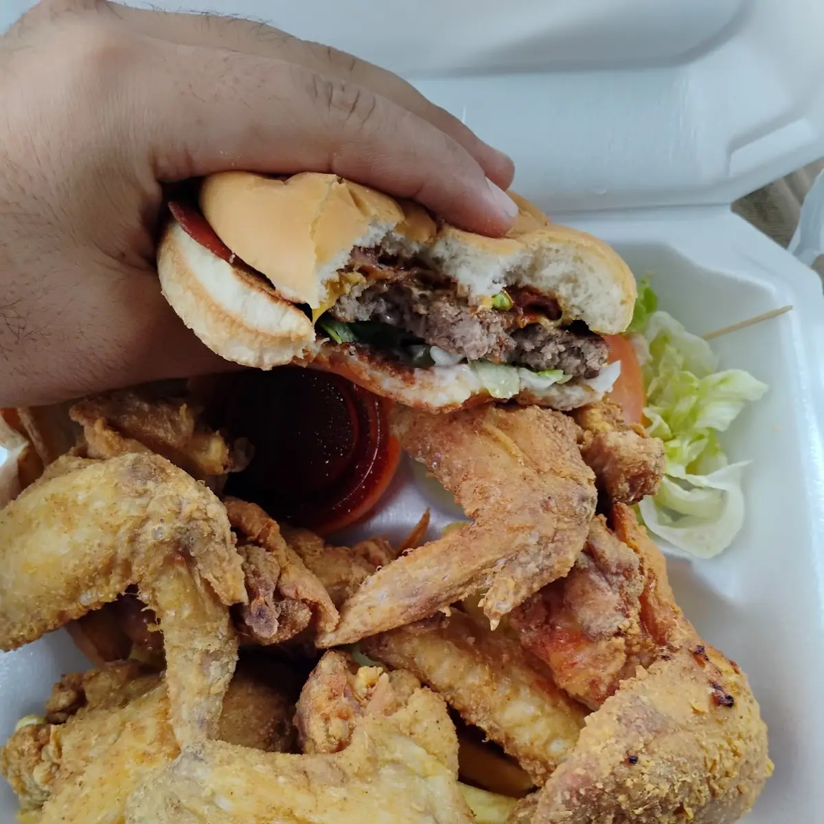 Bacon Cheeseburger and Wings