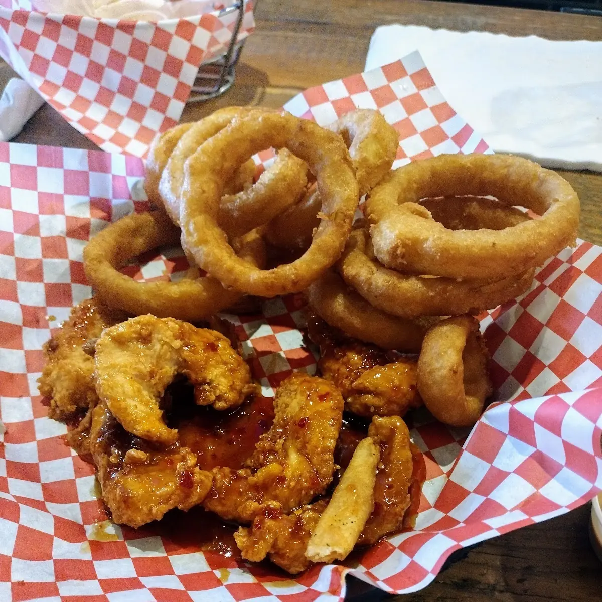 Katie Kickin' Chicken Tenders with Onion Rings
