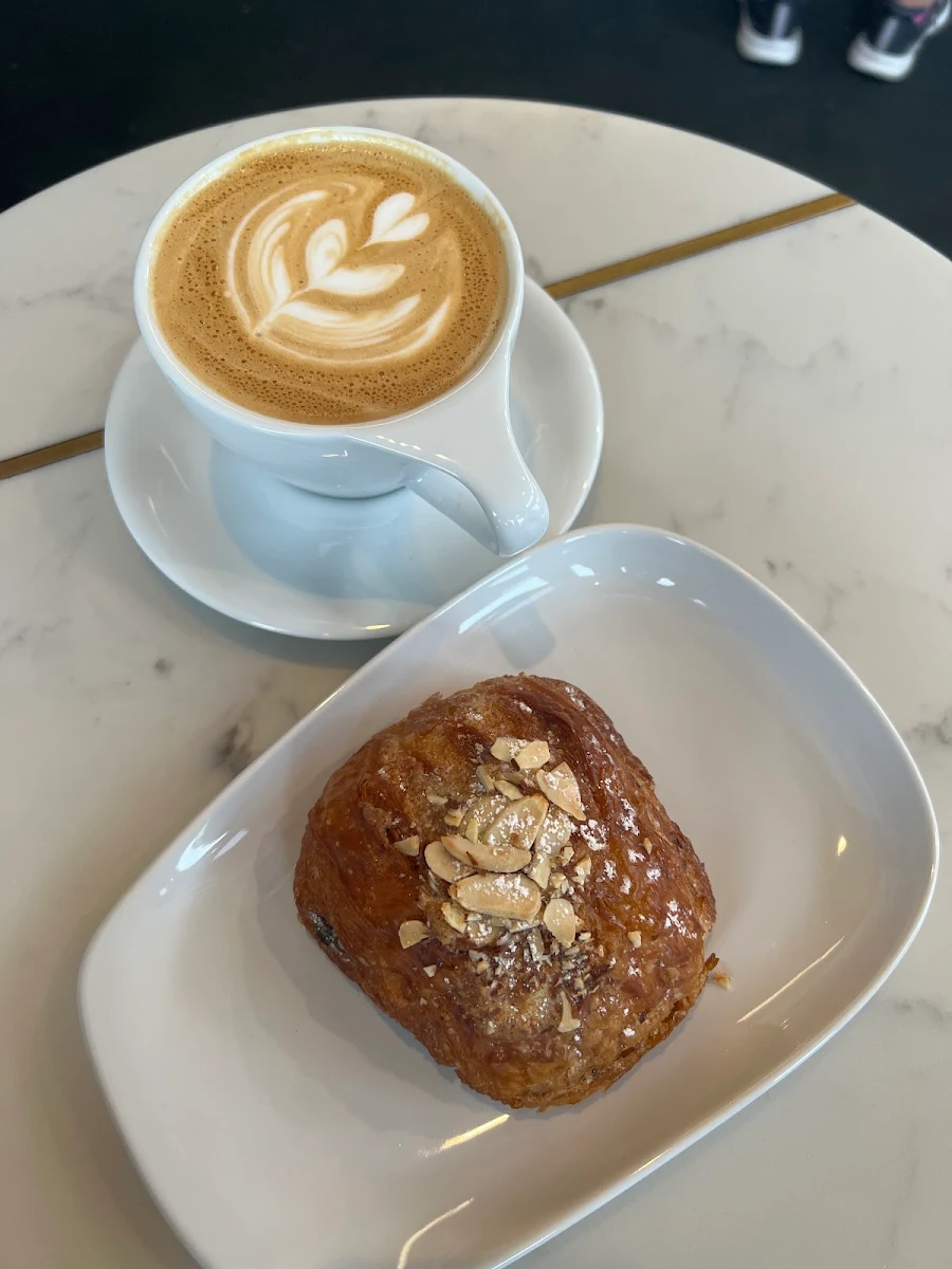 Vanilla Latte and Chocolate Almond Croissant